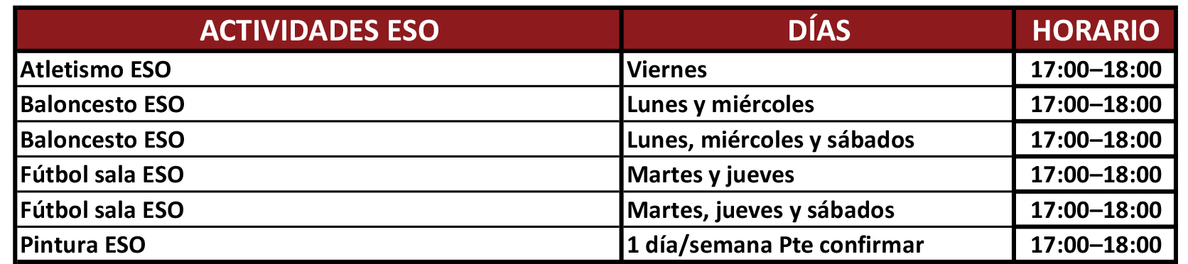 Actividades Extraescolares 2024-2025 para Secundaria