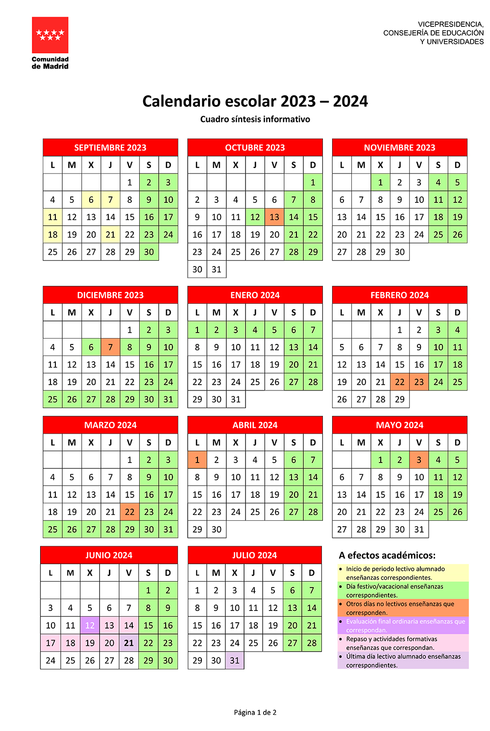 Calendario escolar