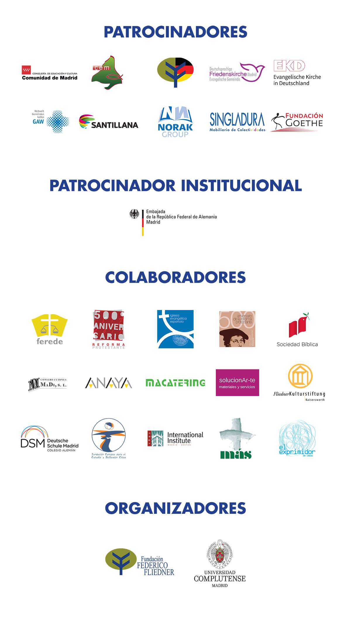 Patrocinadores, colaboradores y organizadores