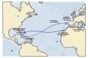 Mapa del primer viaje de Coln hacia Amrica
