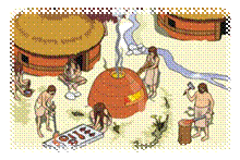 "Escena de las actividades tipo del Hombre de la Edad de los Metales"
