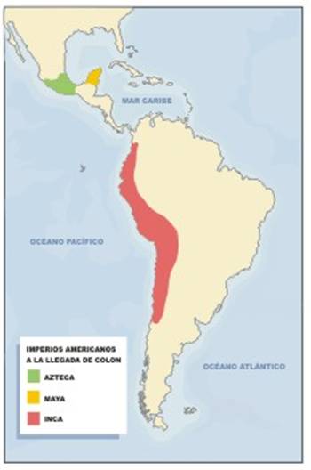 "Mapa de los imperios americanos precolombinos"
