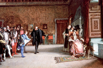 "Presentacin de don Juan de Austria ante Carlos V en Yuste, de Eduardo Rosales"