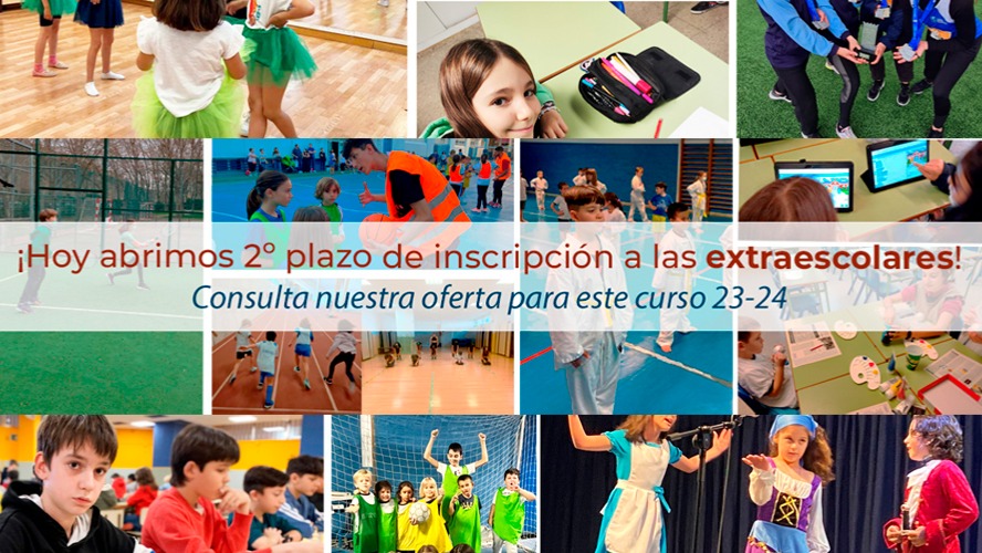 Desde el 4 de septiembre, abrimos el 2º plazo de inscripción a las extraescolares 23-24