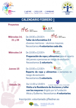 Ya está abierto el plazo de inscripción para las actividades de voluntariado de febrero