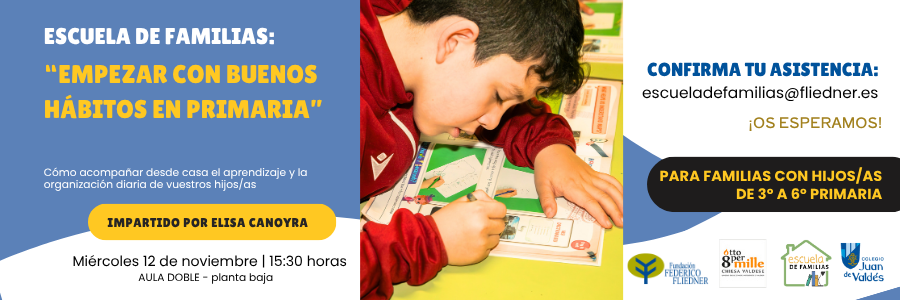 Nuevo taller en Juan de Valdés: "Empezar con buenos hábitos en Primaria"